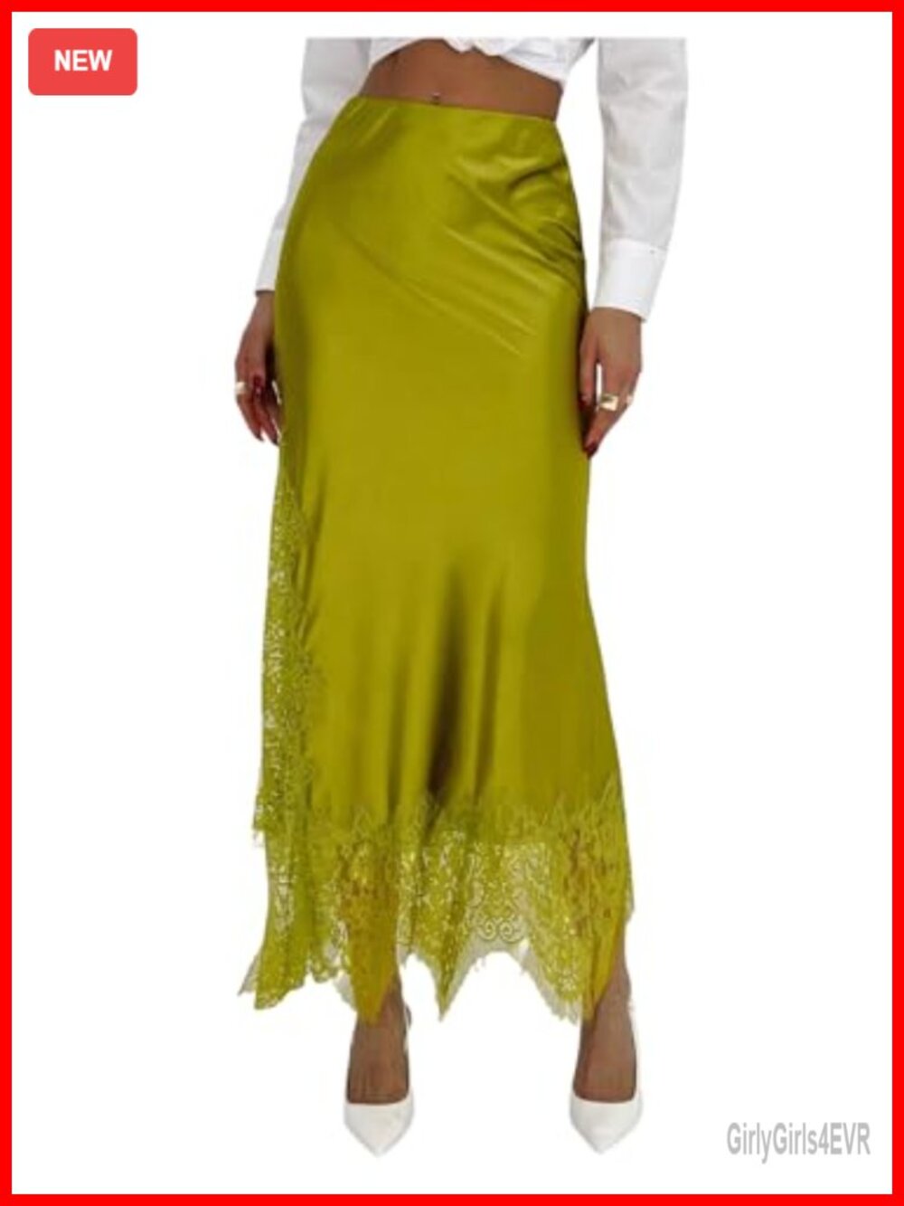 Satin Lace Maxi Skirt Low Rise Fishtail Bodycon Long Skirt